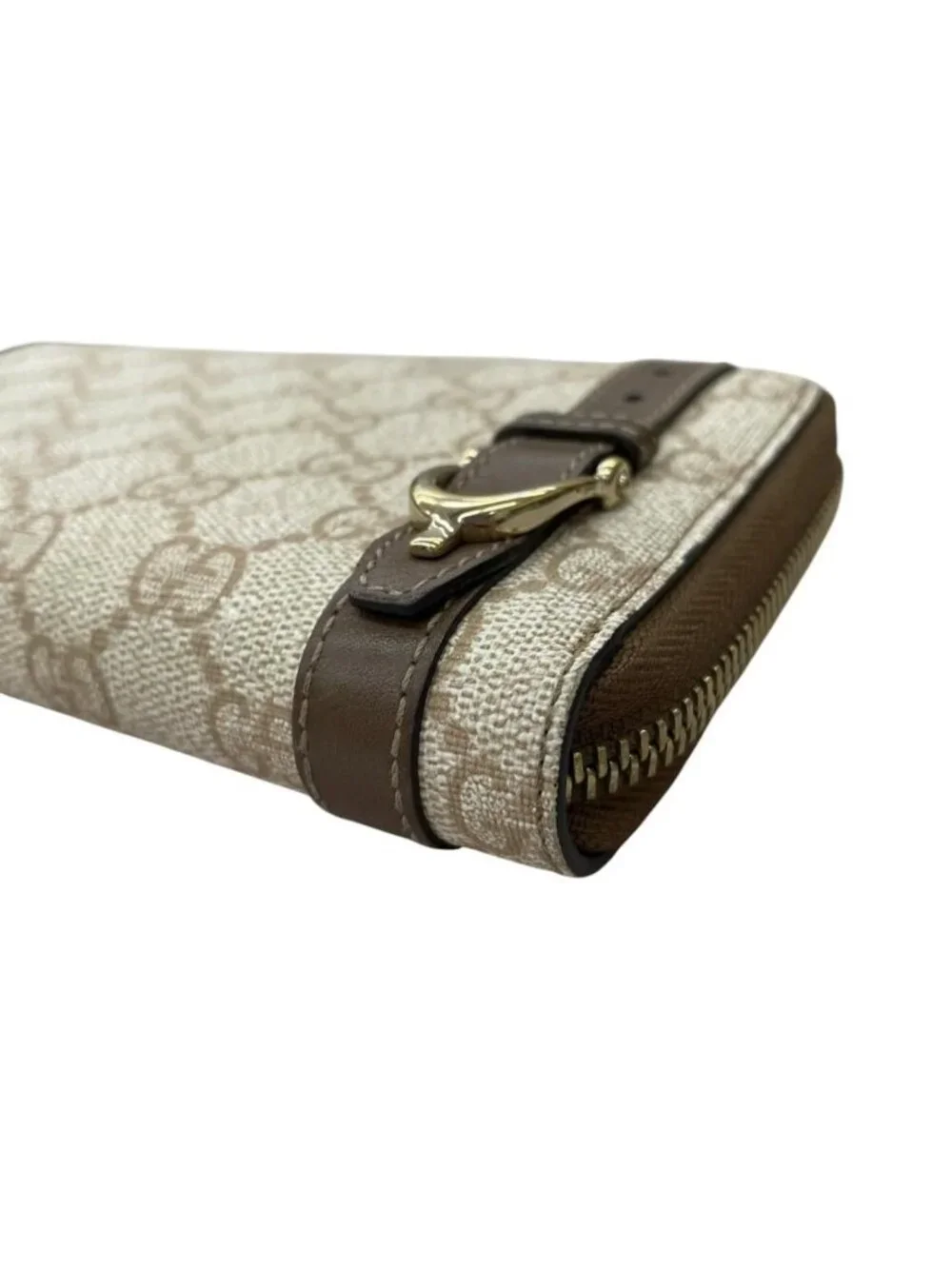 Gucci Zip Around Wallet GG Supreme Belt Beige